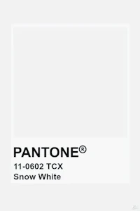 pantone's snow white color is shown on a white background